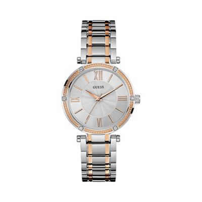 Ladies silver watch with rose gold detailing w0636l1